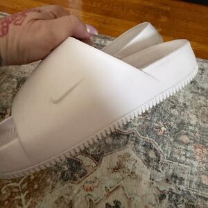 Nike Soft Foam White Slide Sandals with Subtle Swoosh
